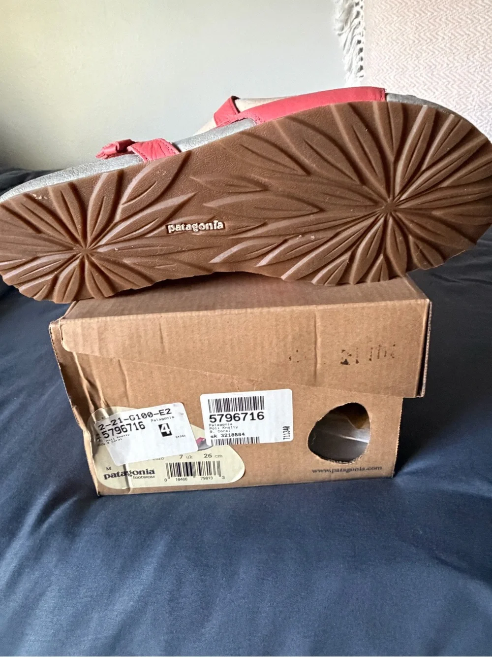Patagonia Coral Pink Leather Slingback Sandals